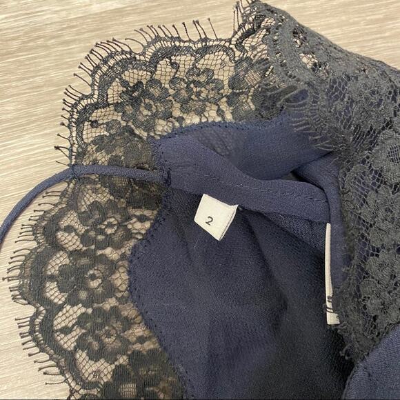 Sandro Open Back Lace Top Navy 2 - Picture 8 of 8